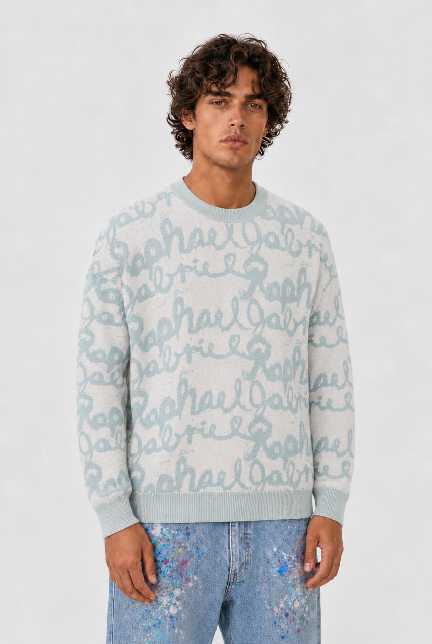 Relaxed fit knitted crew neck sweater